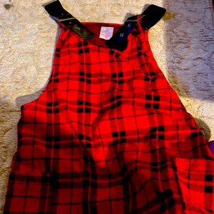 No Boundaries small 3-5 plaid dress with black straps.